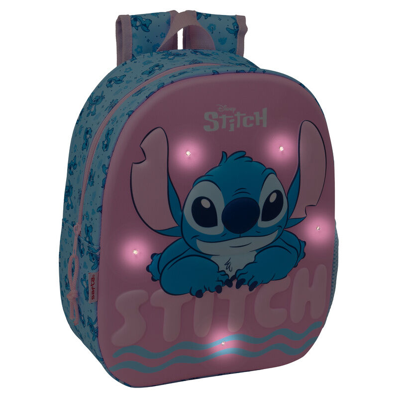 Mochila Pré-Escolar 3D LED Stitch Disney 33cm