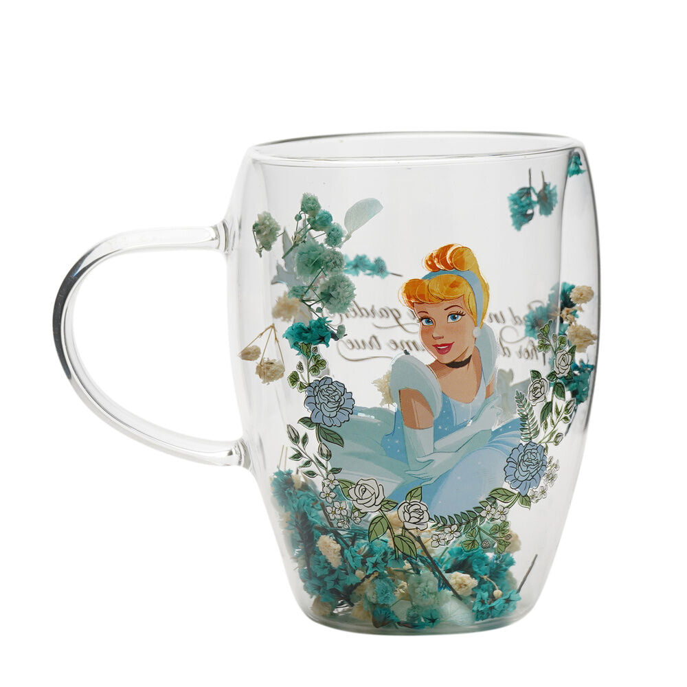 Caneca Cristal Flores Secas Cinderella Princesas Disney
