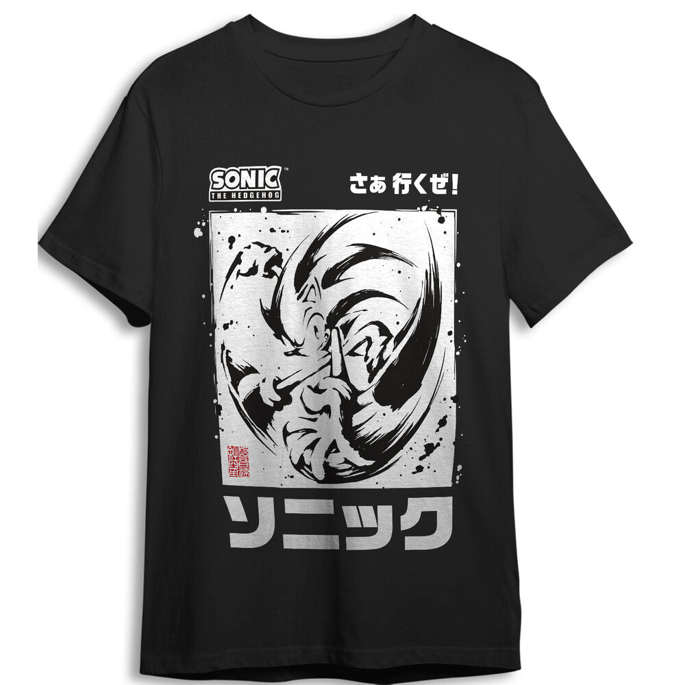 T-Shirt Adulto Tamanho L Black Brush Sonic the Hedgehog