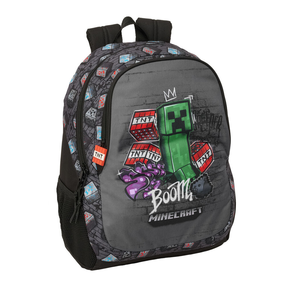 Mochila Escolar Adaptável Graffiti Minecraft 44cm