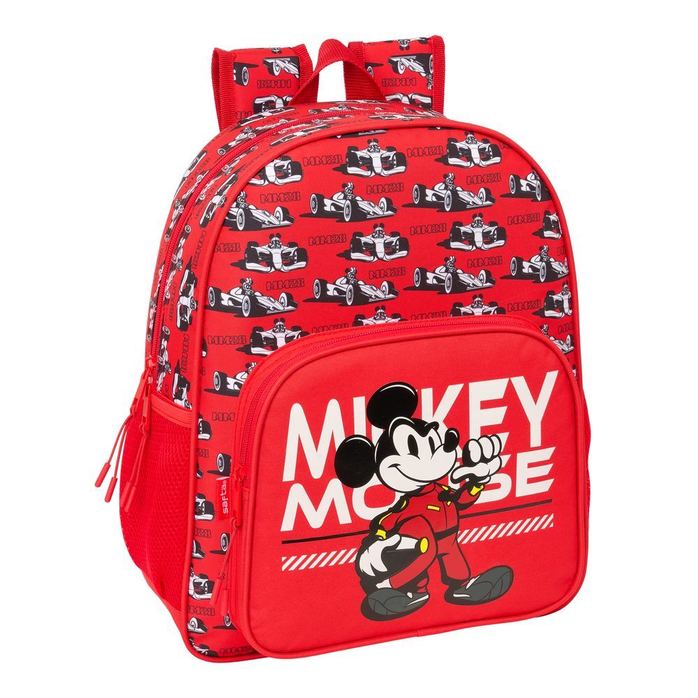 Mochila Escolar Média Racing Mickey & Friends Disney 38cm Adaptável