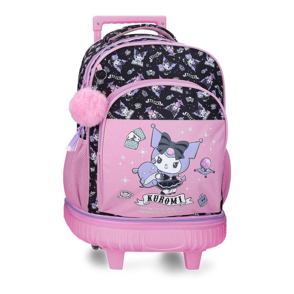 Mochila Escolar Trolley Compact Telling Kuromi Hello Kitty 43cm