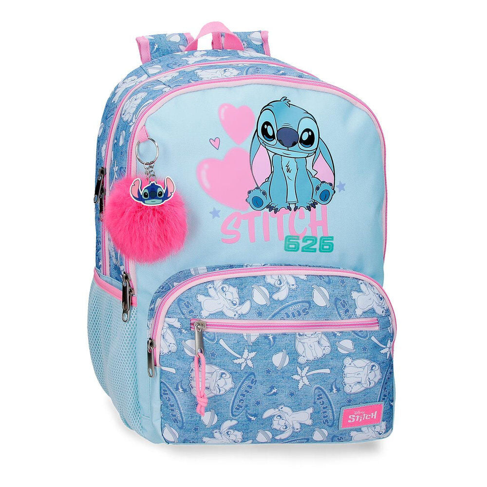Mochila Escolar Hearts Stitch Disney 44cm Adaptável
