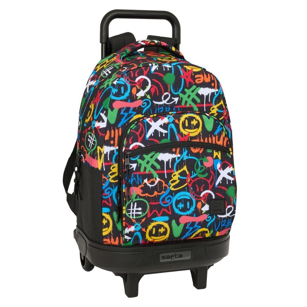 Mochila Escolar Trolley Compact Extraivel Colors Graffiti 42cm