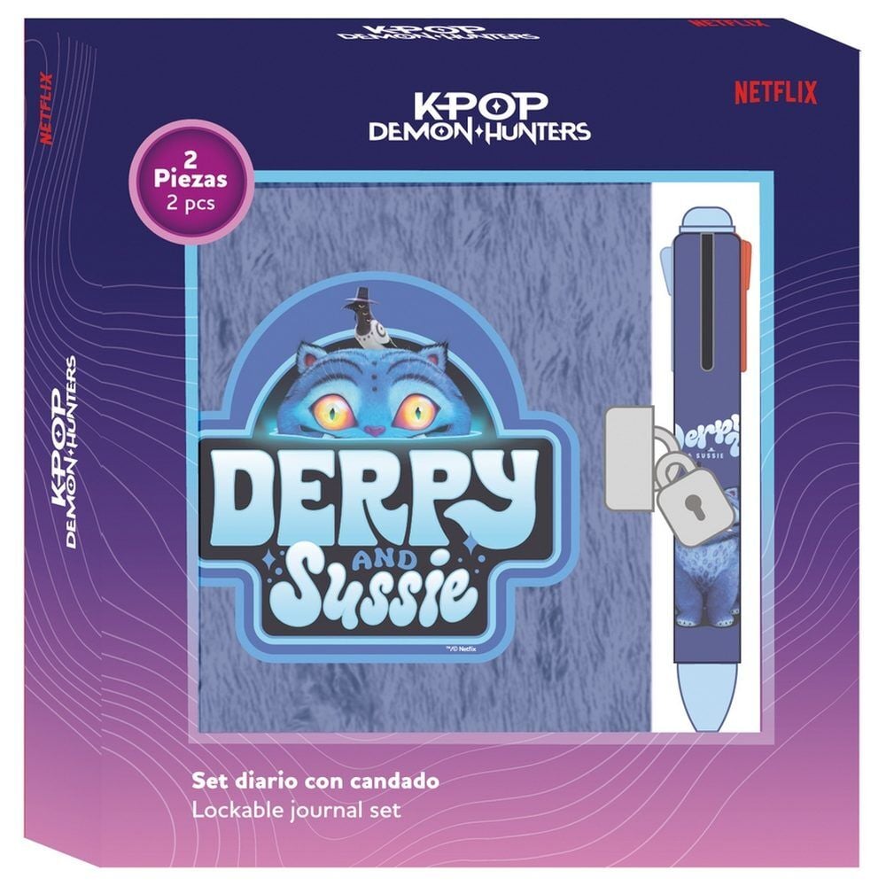 Diário + Caneta 4 Cores Derpy K-Pop Demon Hunters