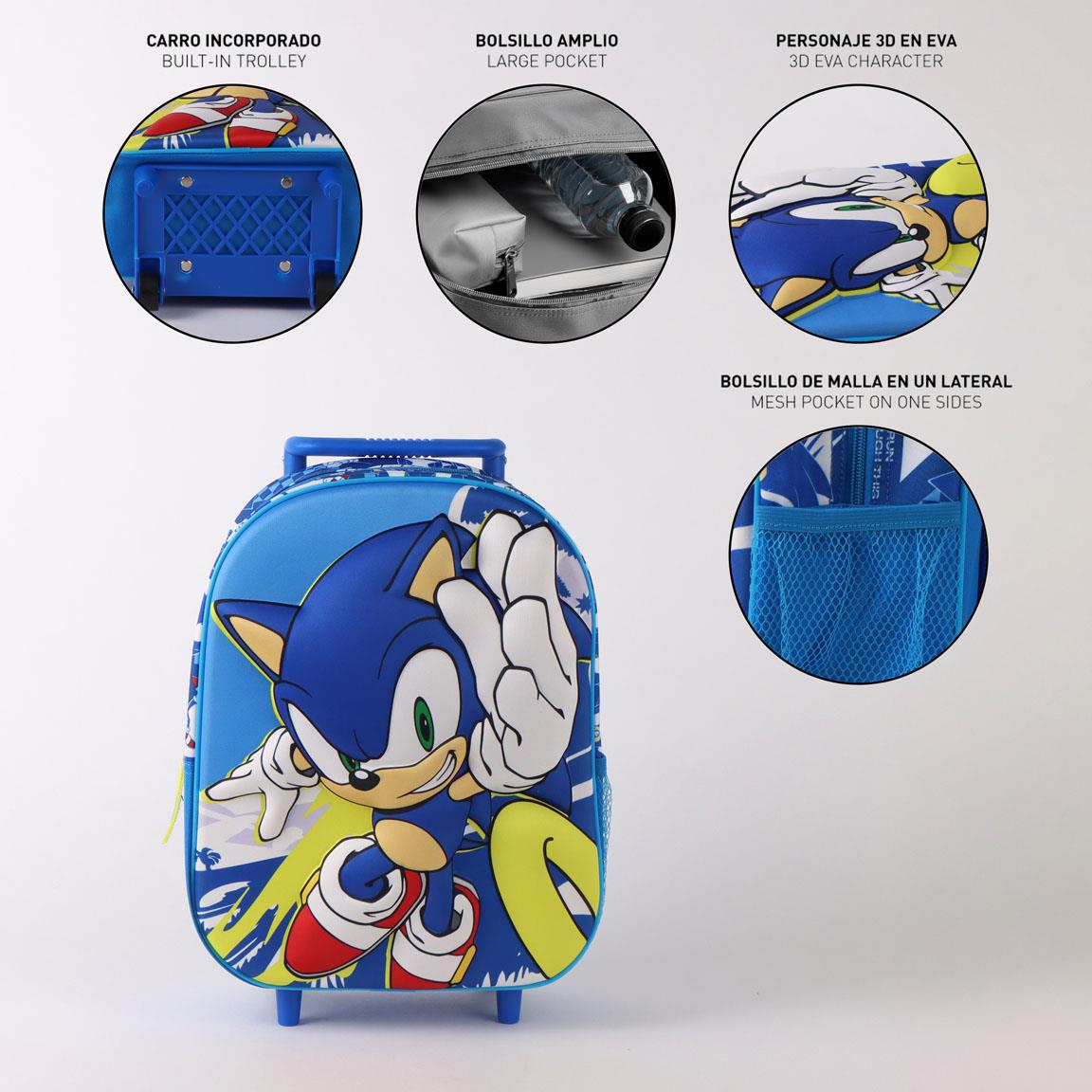 Mochila Pré-Escolar Trolley 3D Sonic the Hedgehog 30cm