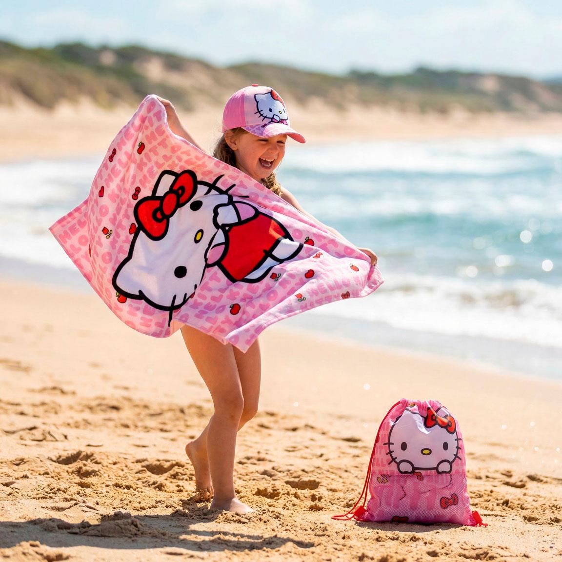 Conjunto Toalha de Praia + Saco + Boné Hello Kitty