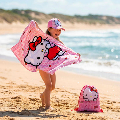 Conjunto Toalha de Praia + Saco + Boné Hello Kitty