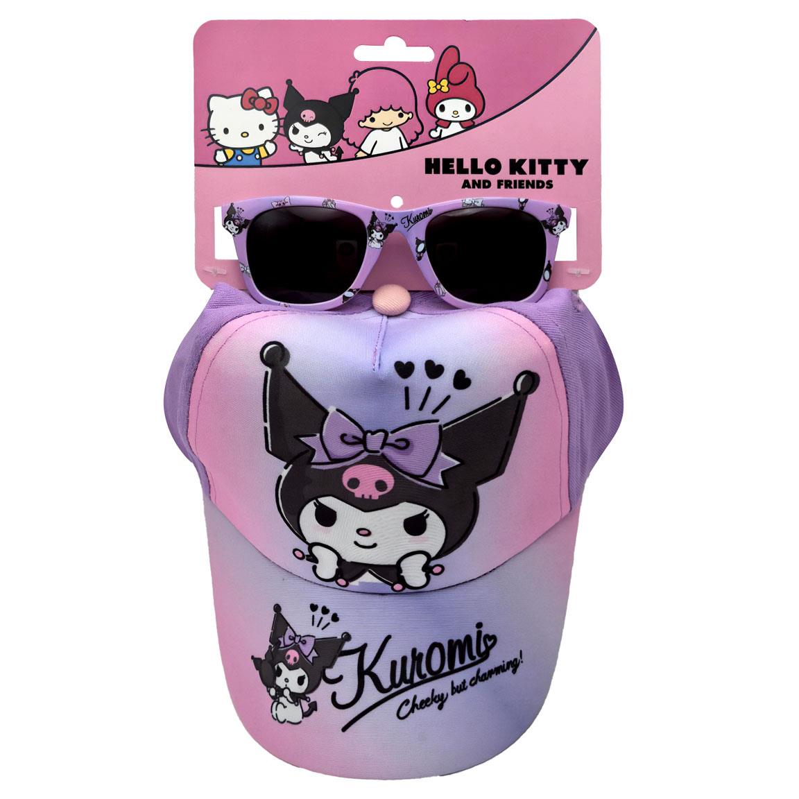 Conjunto Chapéu + Óculos de Sol Kuromi Hello Kitty