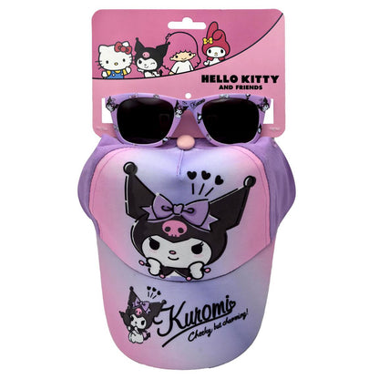 Conjunto Chapéu + Óculos de Sol Kuromi Hello Kitty
