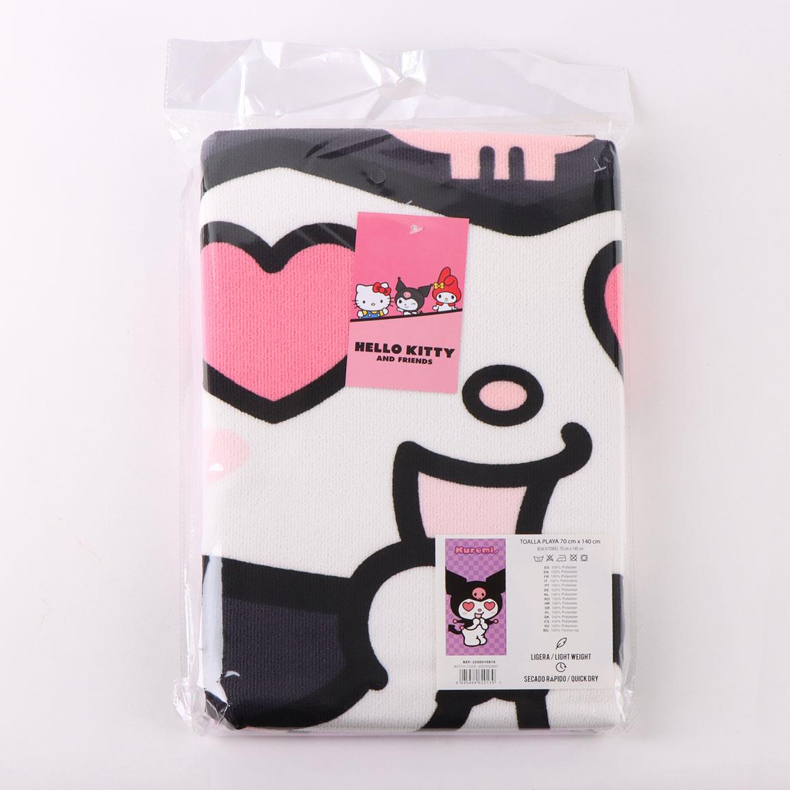 Toalha de Praia Kuromi Hello Kitty Microfibra 70x140cm
