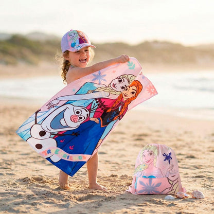 Conjunto Toalha de Praia + Saco + Boné Frozen Disney