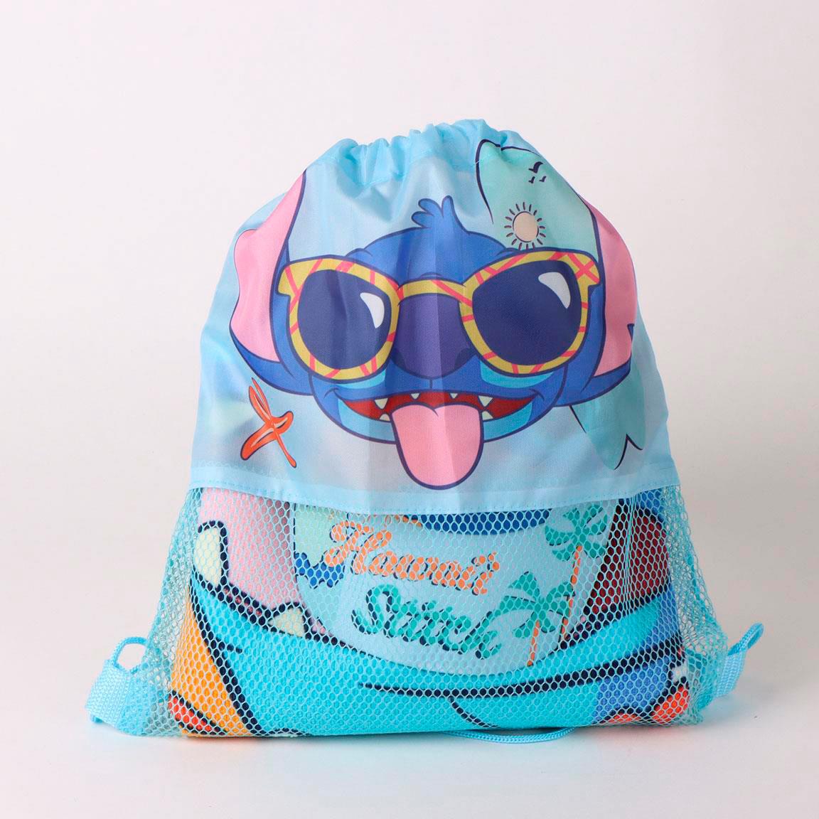 Conjunto Toalha de Praia + Saco + Boné Stitch Disney
