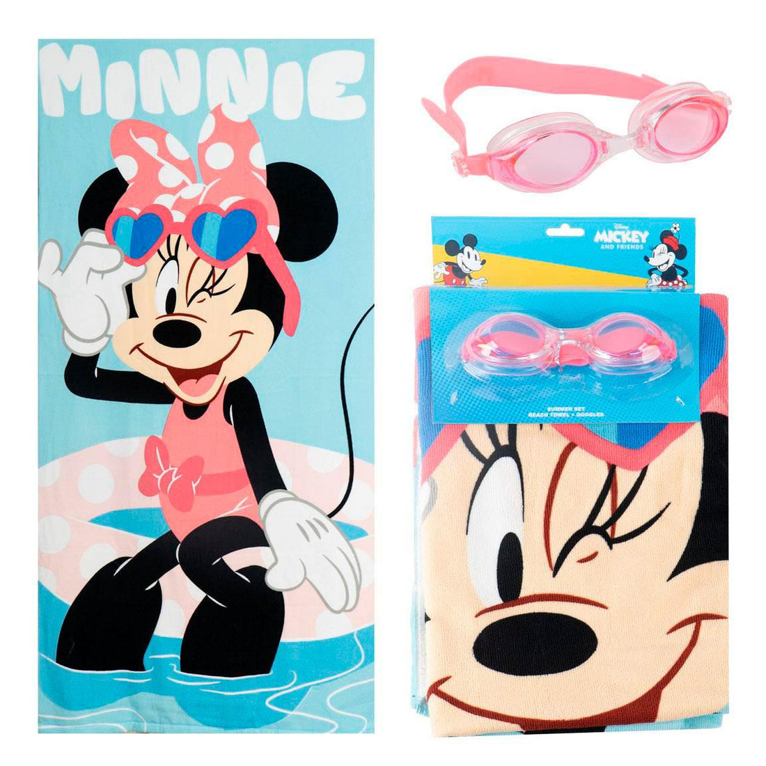 Conjunto Toalha de Praia + Óculos de Natação Minnie Disney