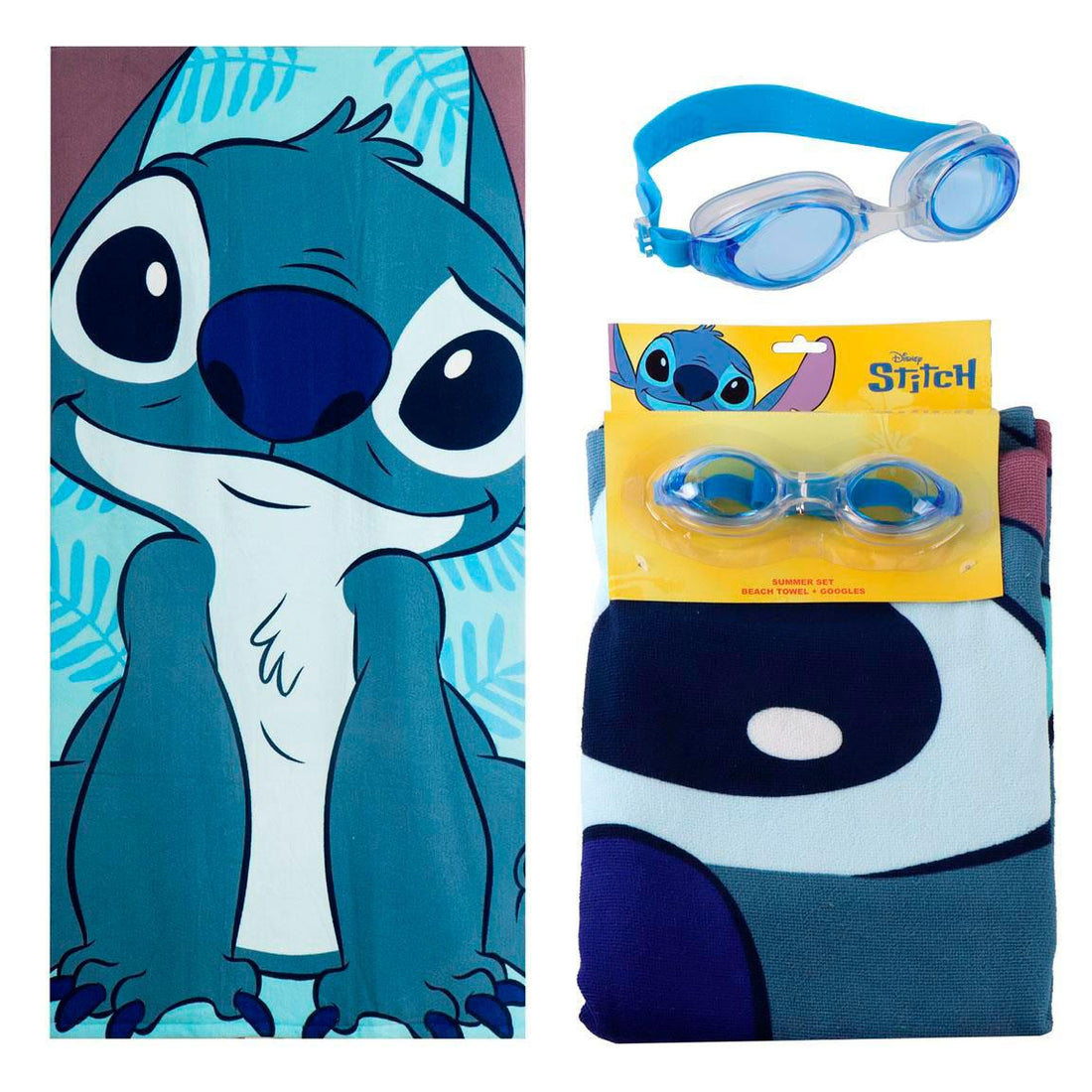 Conjunto Toalha de Praia + Óculos de Natação Stitch Disney