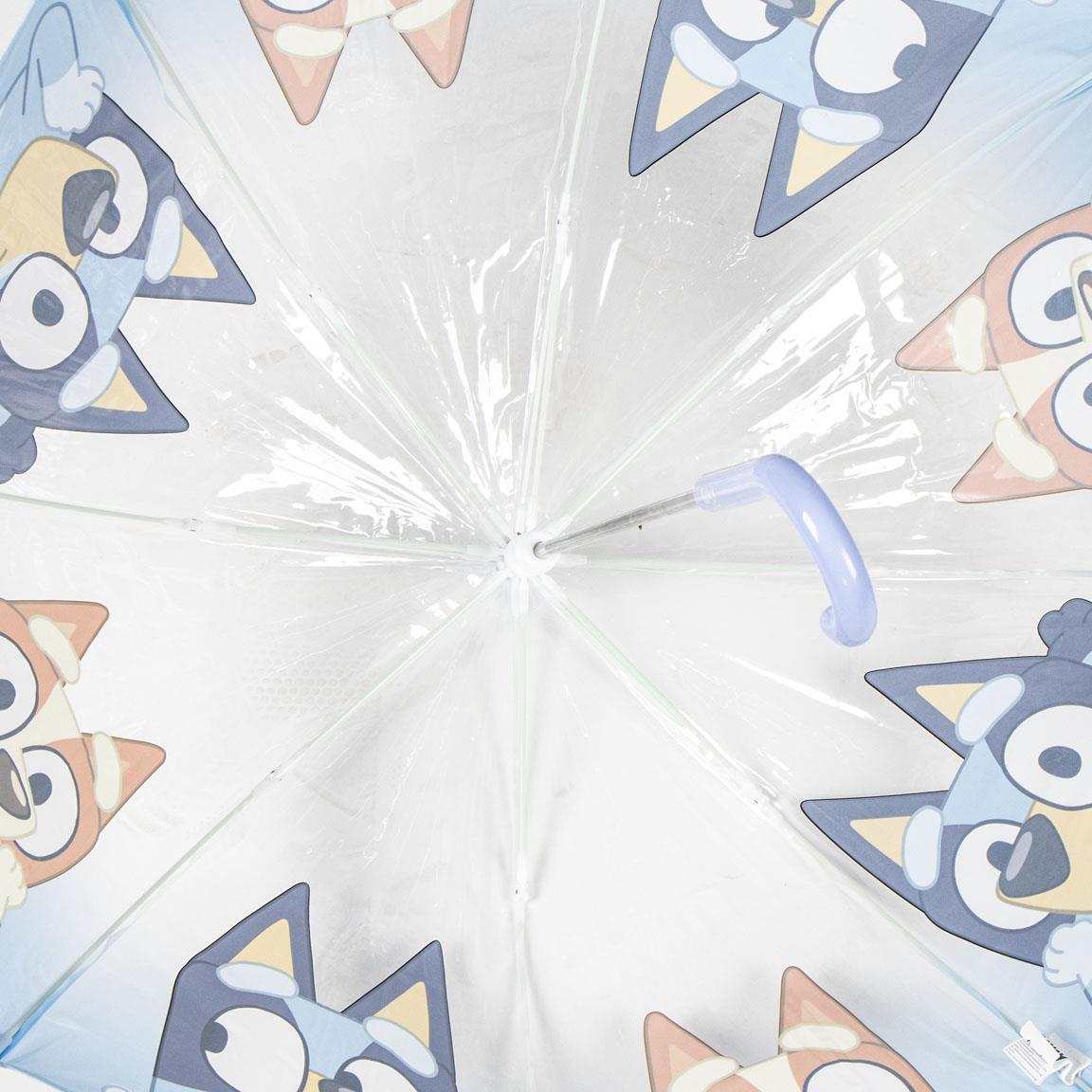 Chapéu de Chuva Manual POE Bolha Bluey e Bingo Azul Claro 45cm