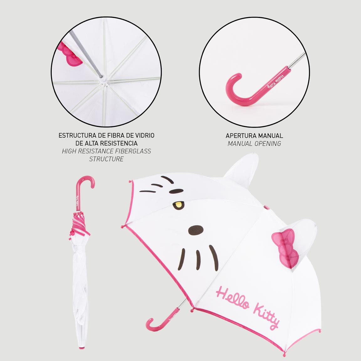 Guarda-Chuva Manual com Aplicações 3D Hello Kitty 45cm