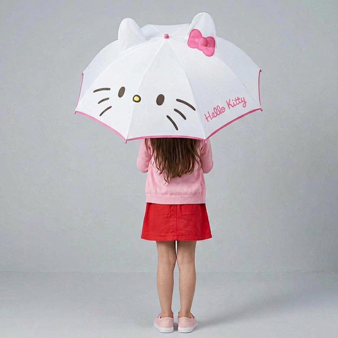 Guarda-Chuva Manual com Aplicações 3D Hello Kitty 45cm