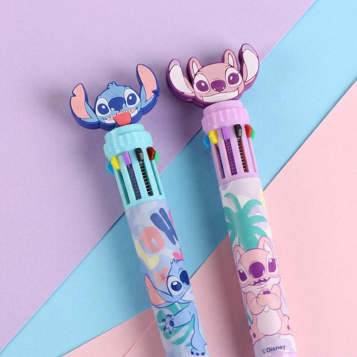 Caneta Esferográfica 10 Cores Sortidas Stitch e Angel