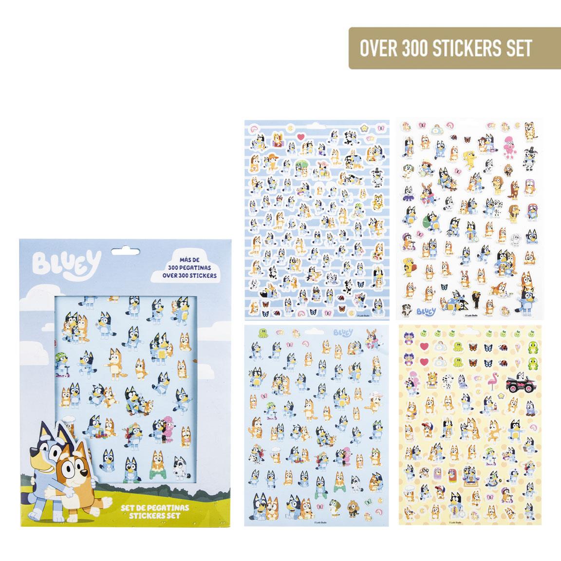 Set de Papelaria Autocolantes Bluey e Bingo 300un