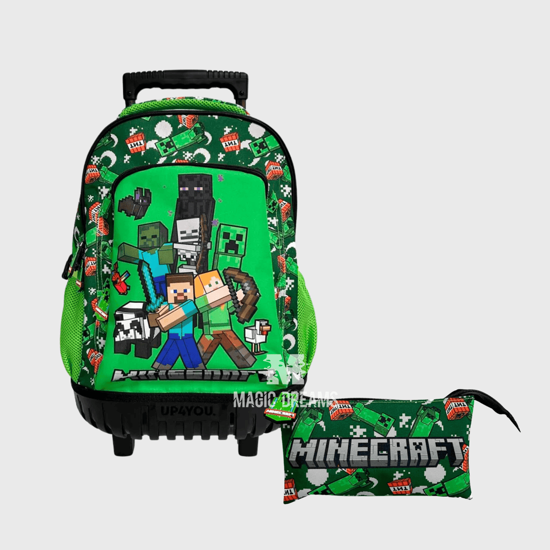 Conjunto de Mochila Escolar Trolley 44cm + Estojo Triplo