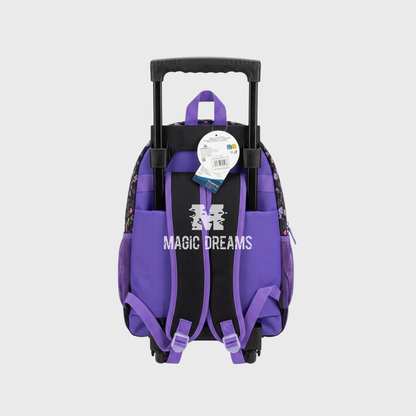 Mochila Escolar com Rodas Trolley K Pop Loves 44cm com pompom roxo Magic Dreams