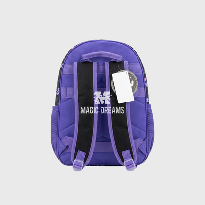 Mochila Escolar Adaptavel K Pop Loves 40cm com relevo 3D e pompom roxo Magic Dreams