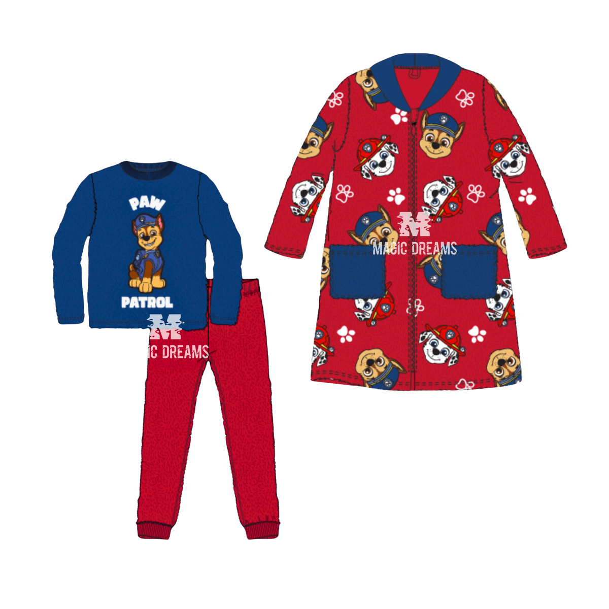 Box Dia do Pijama - Pijama Coralina + Robe Coralina Patrulha Pata