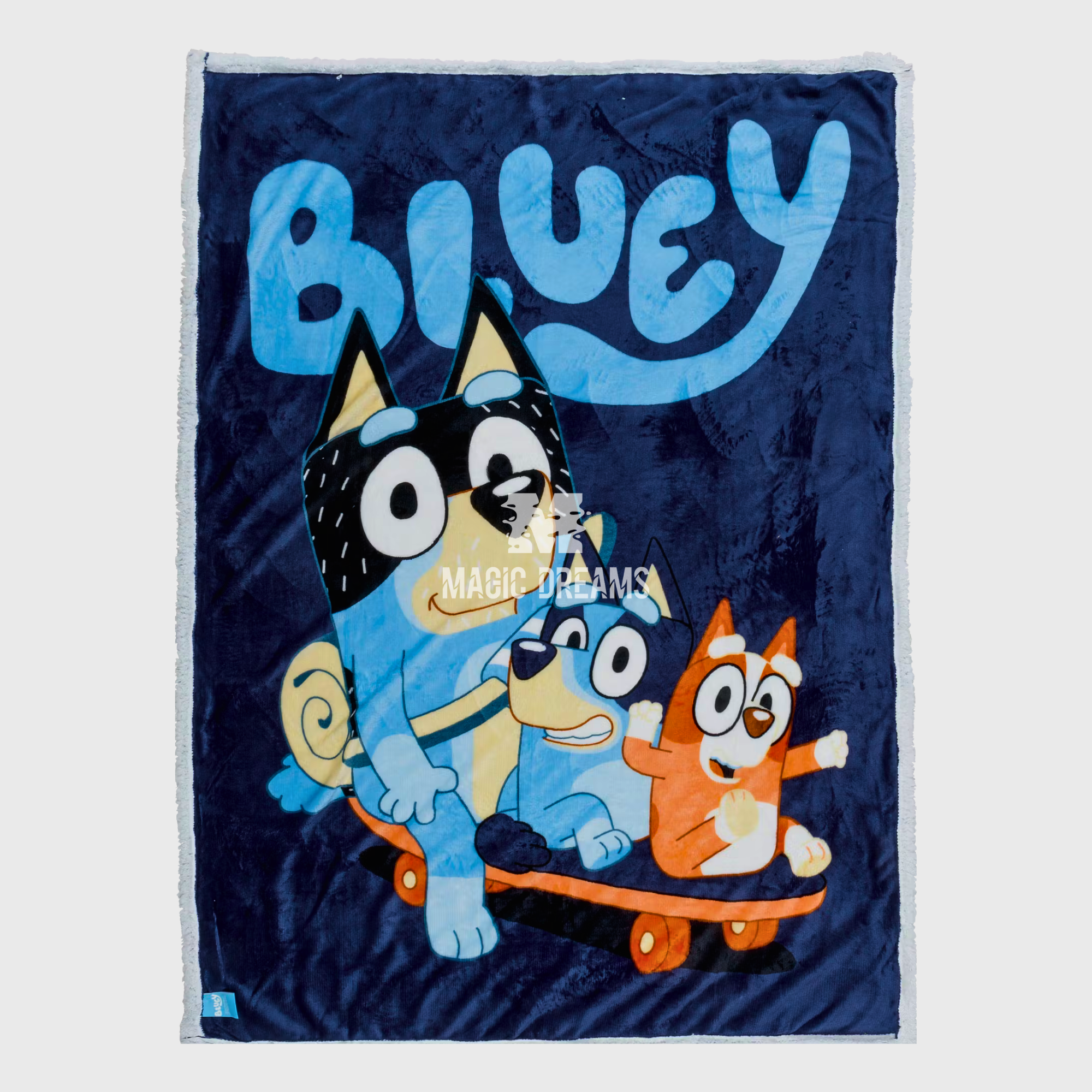 Manta Coralina Sherpa Bluey e Bingo 120x150cm