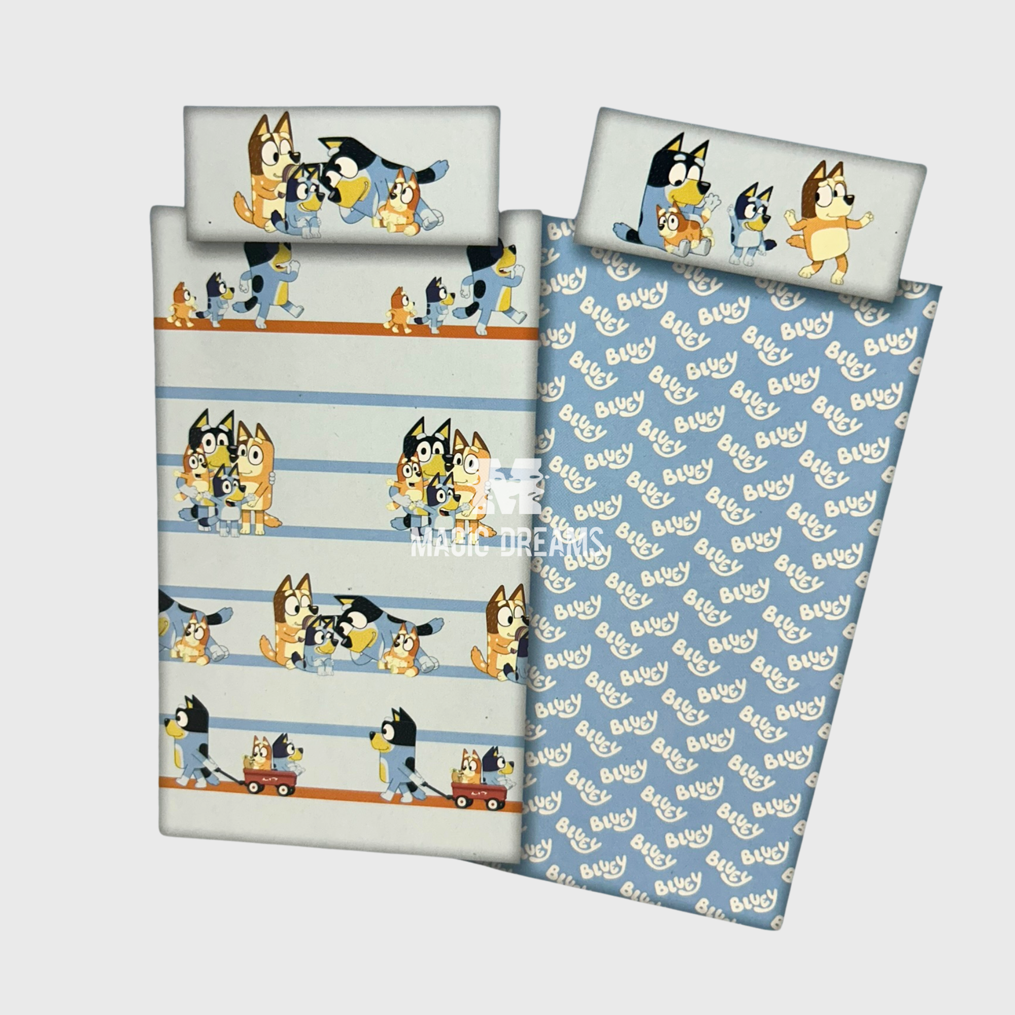 Jogo de Cama Lençóis Coralina Bluey e Bingo