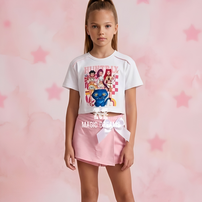 Conjunto T-Shirt e Saia-Calção de Verão Guerreiras do K-Pop Demon Hunters Huntrix