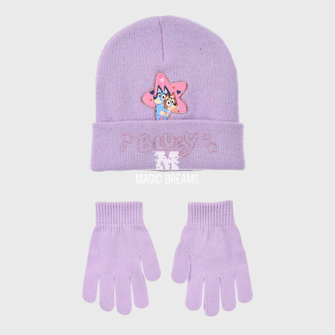 Conjunto de Gorro e Luvas Bluey e Bingo Rosa
