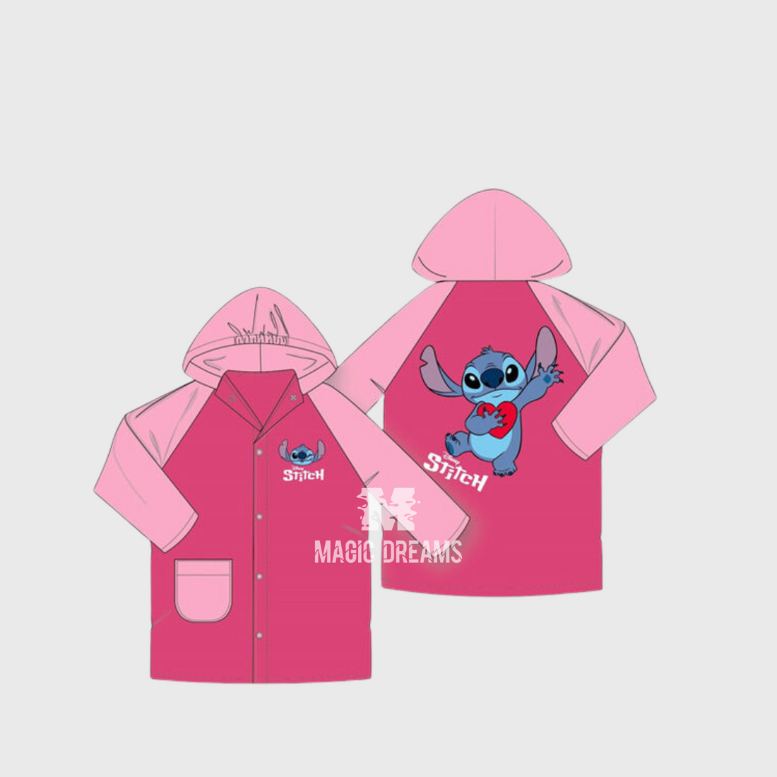 Capa de Chuva Stitch Impermeável Rosa