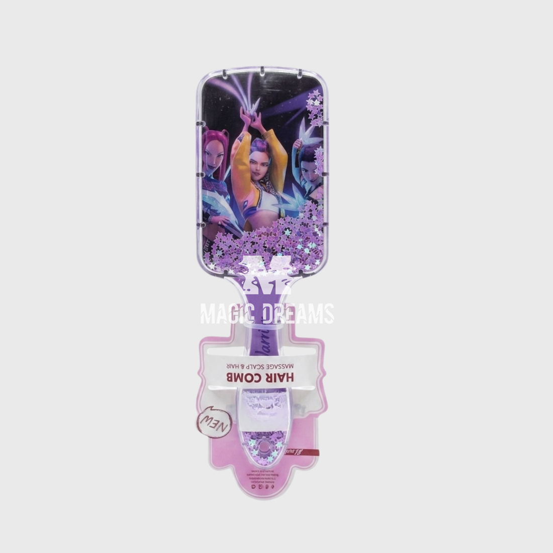 Escova de Cabelo com Brilhos e Purpurinas K-Pop Demon Hunters