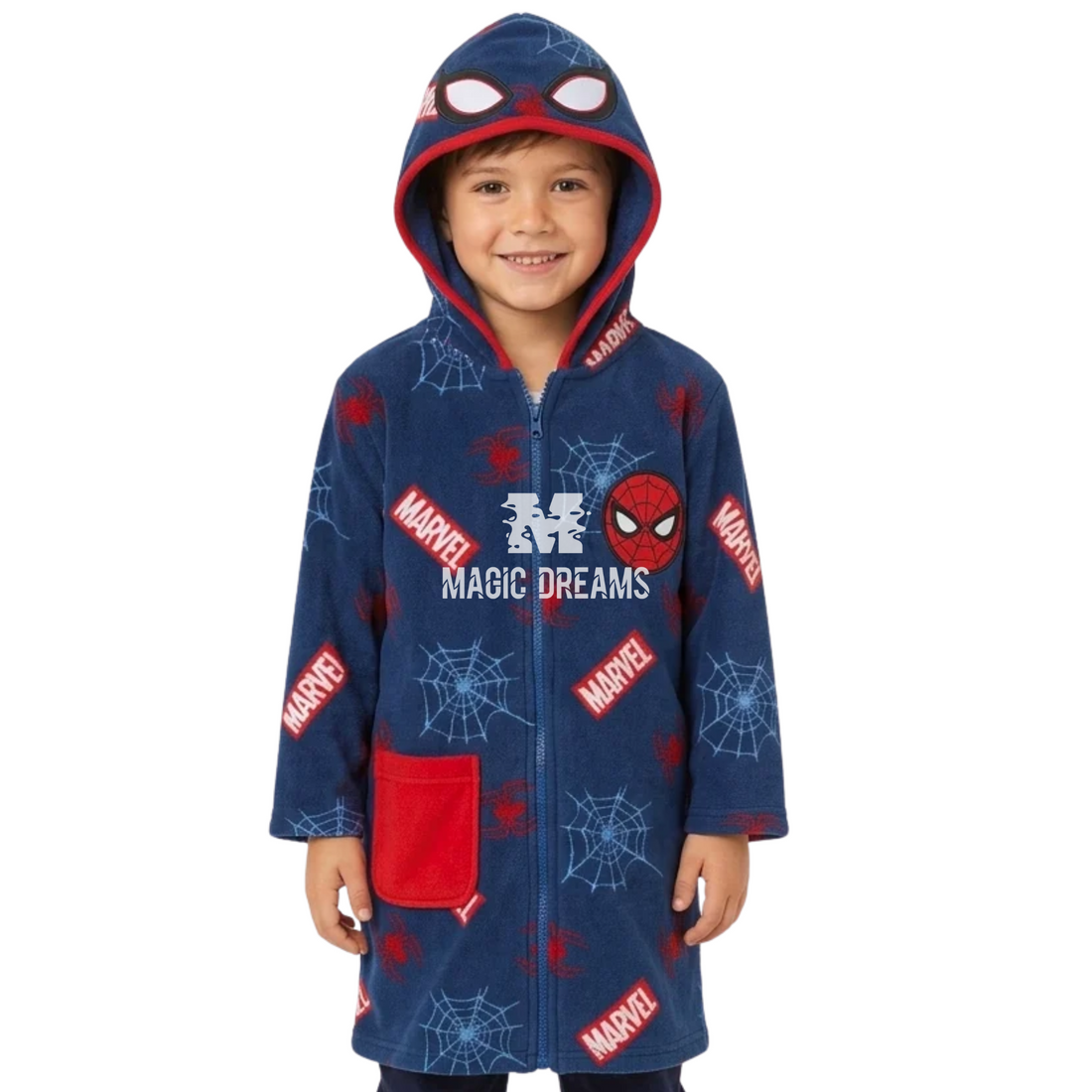 Robe Coralina com Capuz e Fecho Infantil Spiderman Marvel