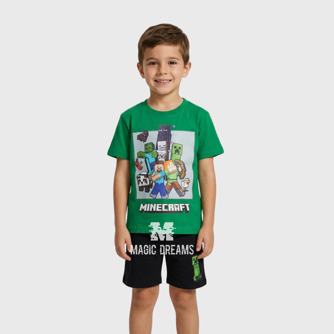 Conjunto T-Shirt e Calções de Verão Minecraft 6-12 anos