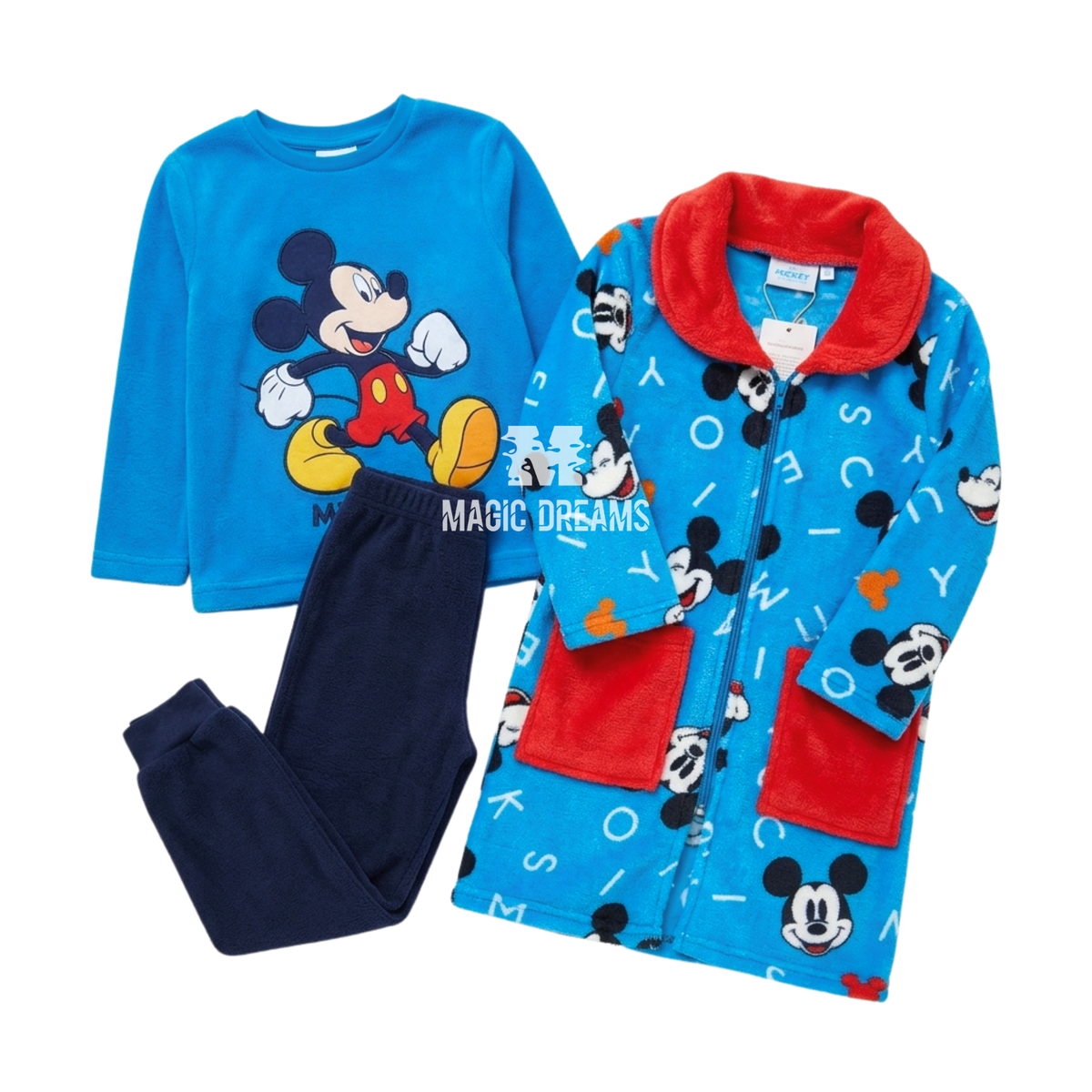 Box Dia do Pijama - Pijama Coralina + Robe Coralina Mickey Mouse