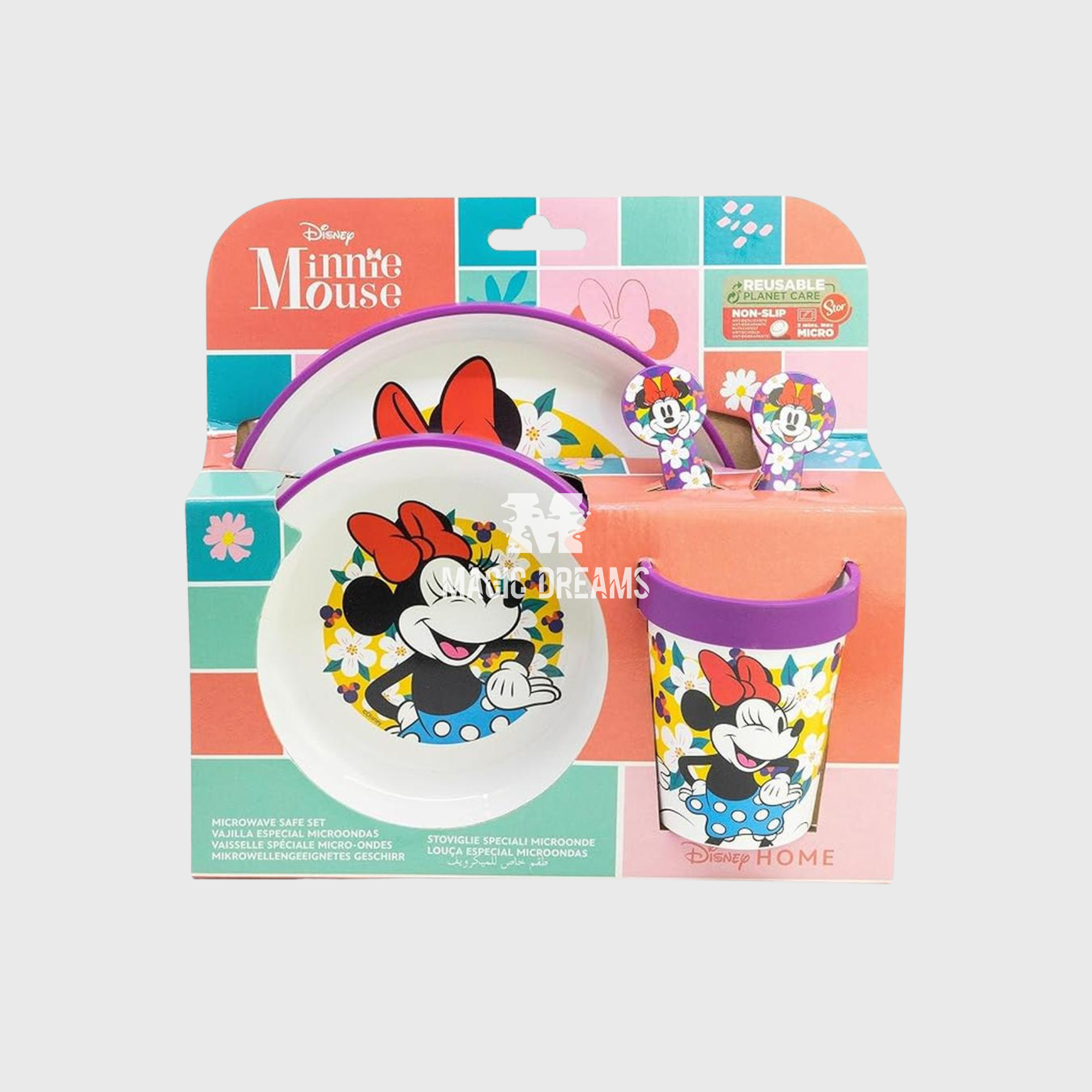 Conjunto de Refeição 5 Peças Antiderrapante Minnie Mouse
