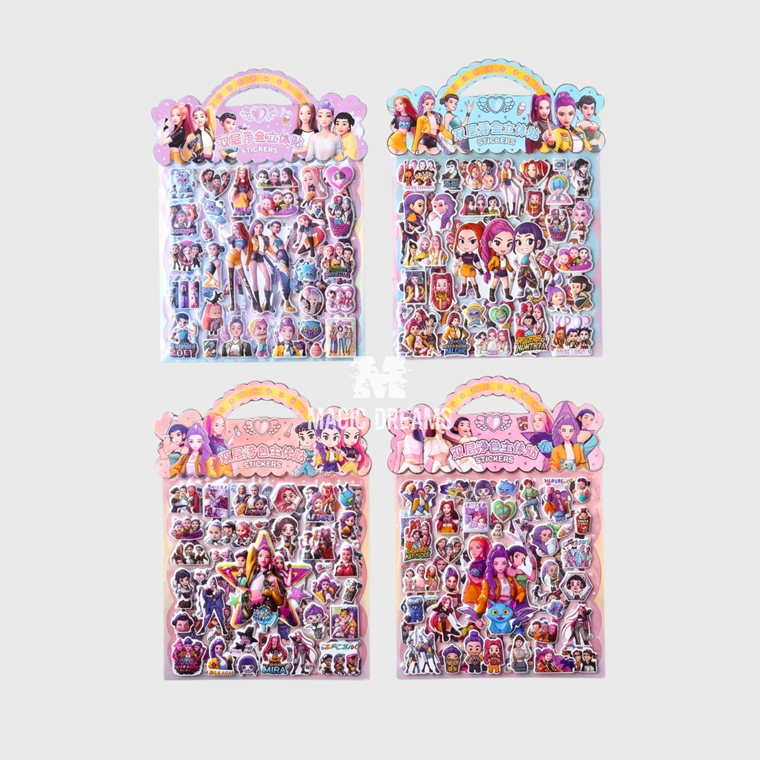 Folhas de Stickers K-Pop Demon Hunters e Saja Boys Sortidos