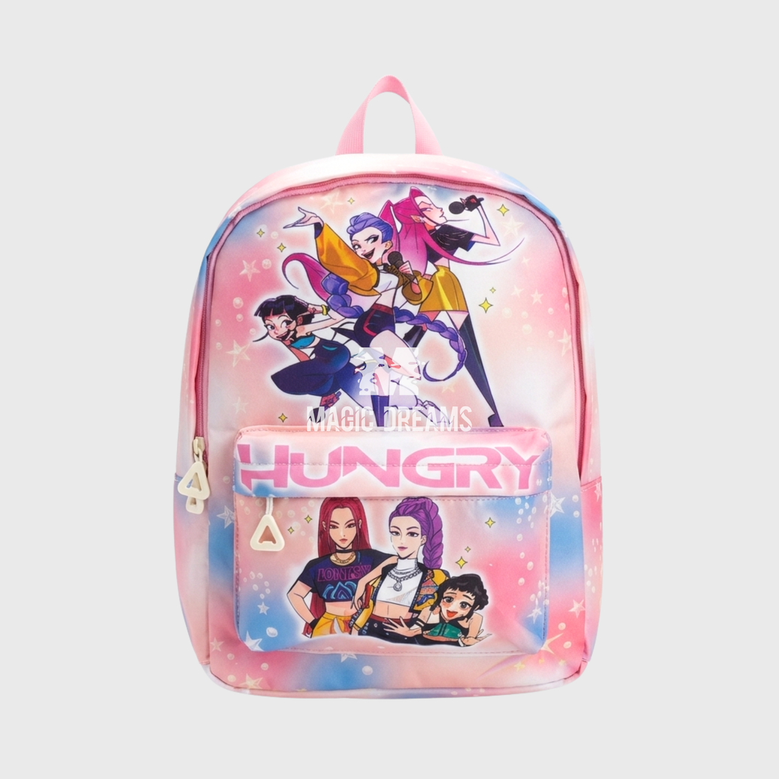 Mochila Casual K-Pop Demon Hunters Huntrix Rosa Claro 30cm