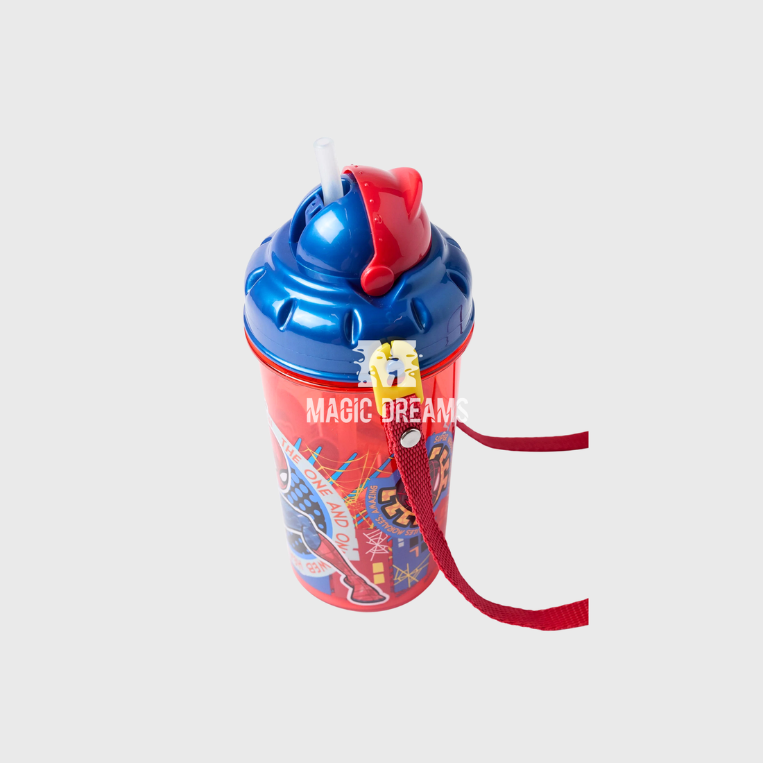 Garrafa de Água com Palhinha Spidey Homem Aranha para Menino