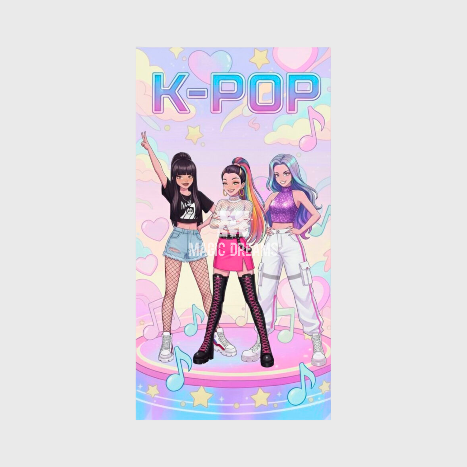 Toalha de Praia Microfibra K-Pop Demon Hunters