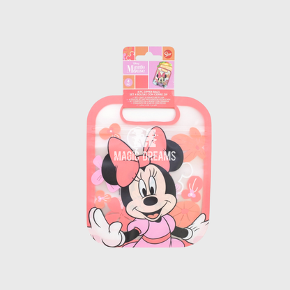 Conjunto de 4 Sacos com fecho para Lanche Minnie Mouse Sunshine