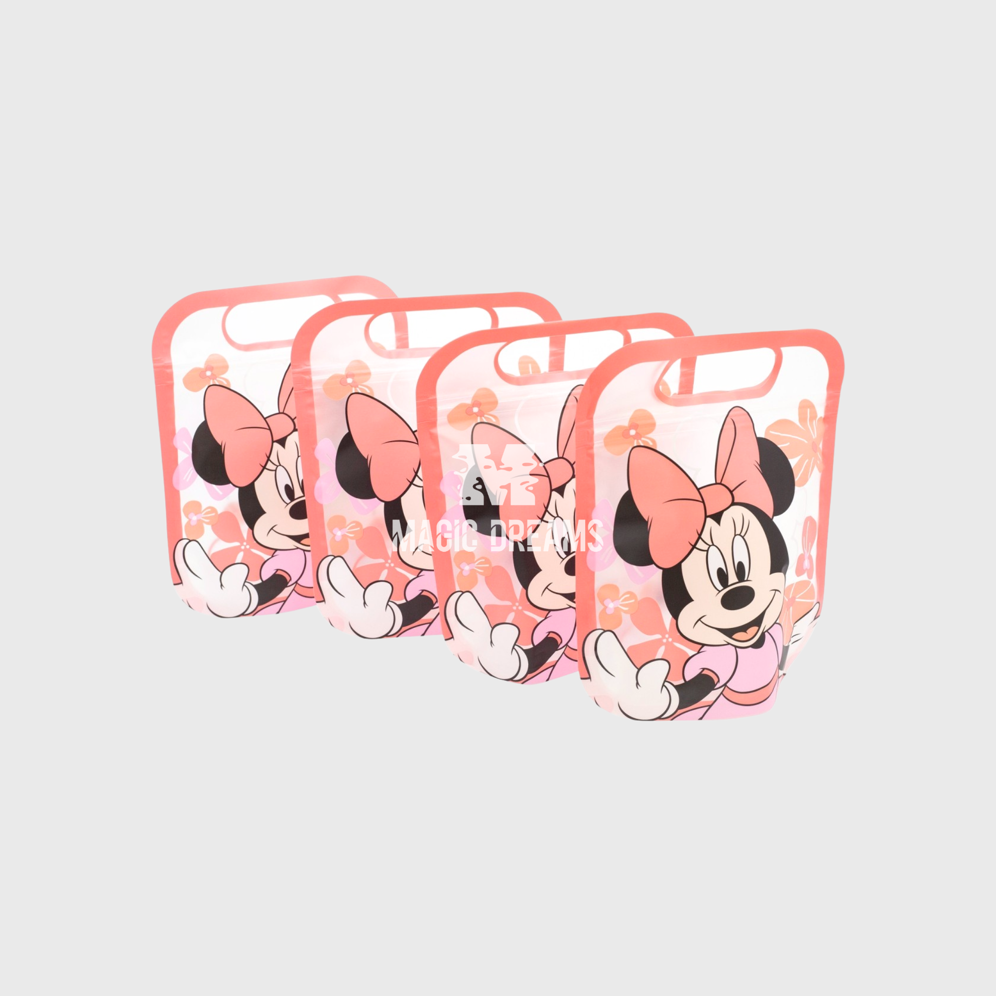 Conjunto de 4 Sacos com fecho para Lanche Minnie Mouse Sunshine