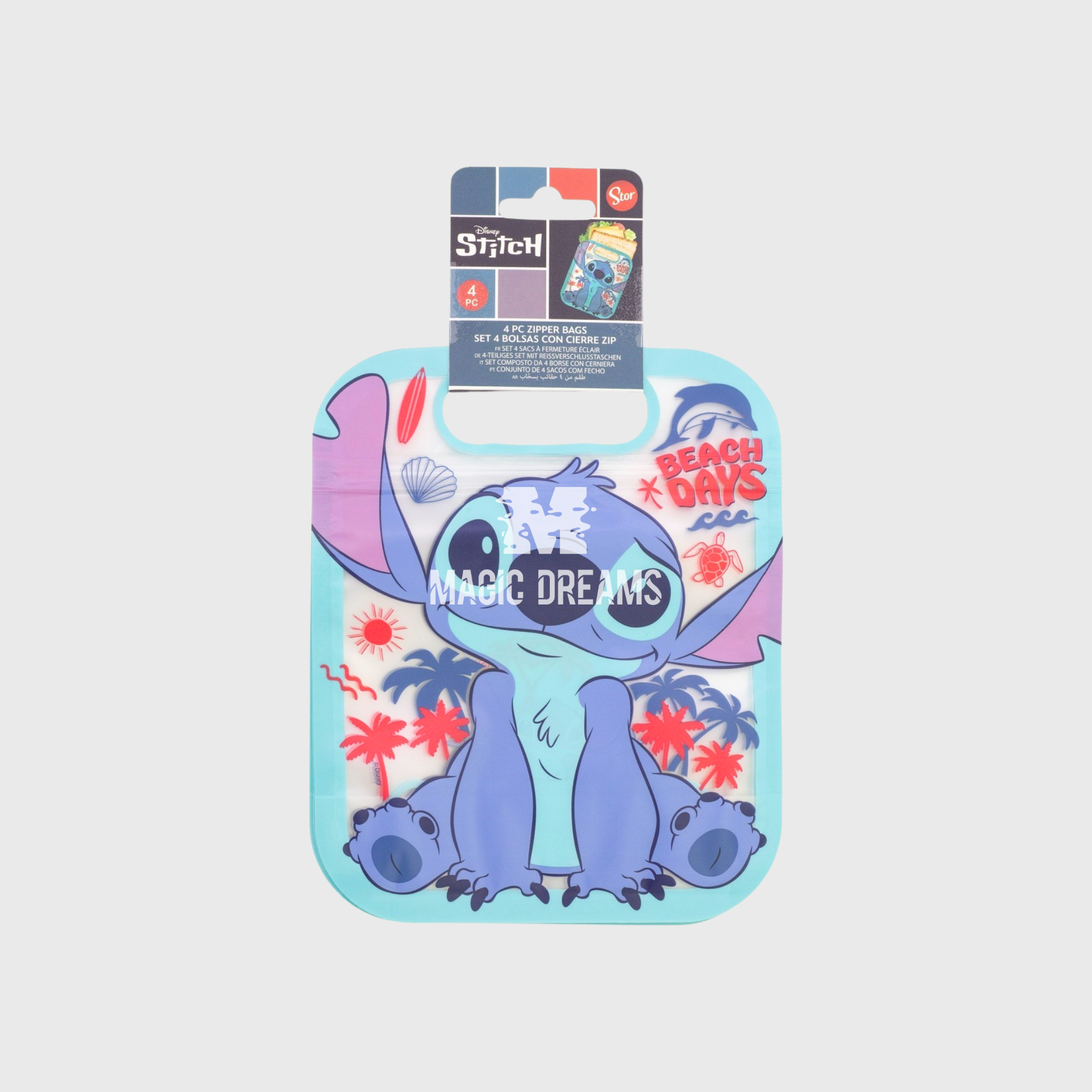 Conjunto de 4 Sacos com fecho para Lanche Lilo e Stitch Disney