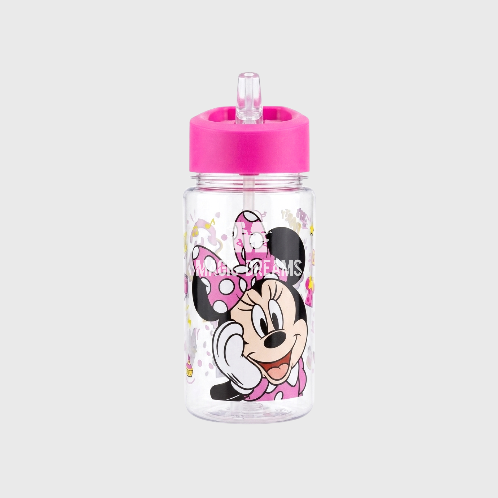 Garrafa Palhinha Transparente 450ml Minnie Mouse