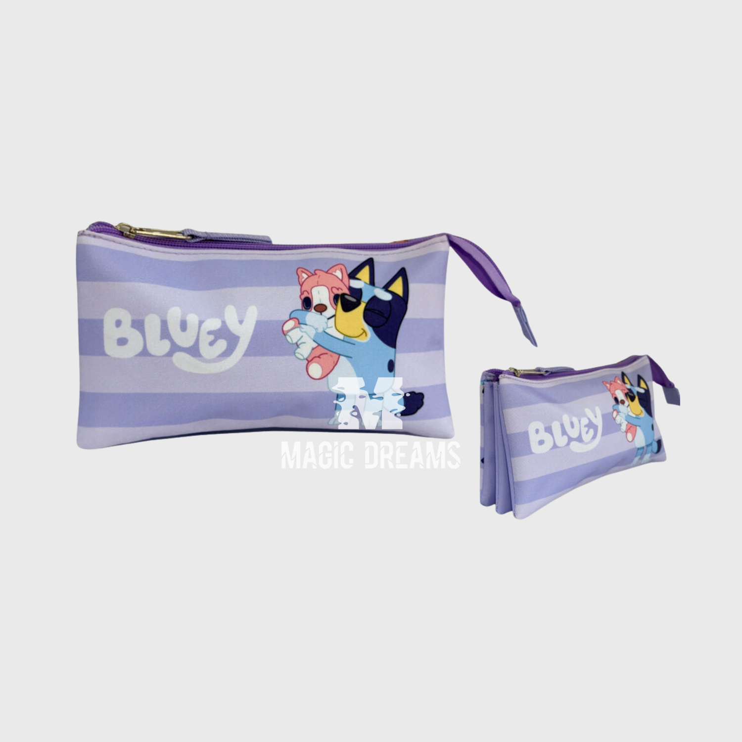 Estojo Triplo Bluey e Bingo Lilás