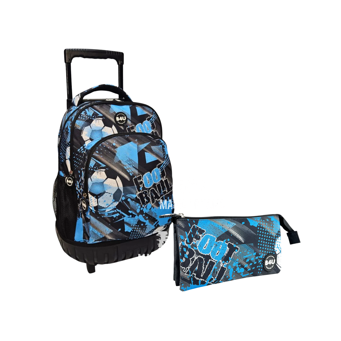 Conjunto de Mochila Escolar Trolley Football 44cm + Estojo Triplo