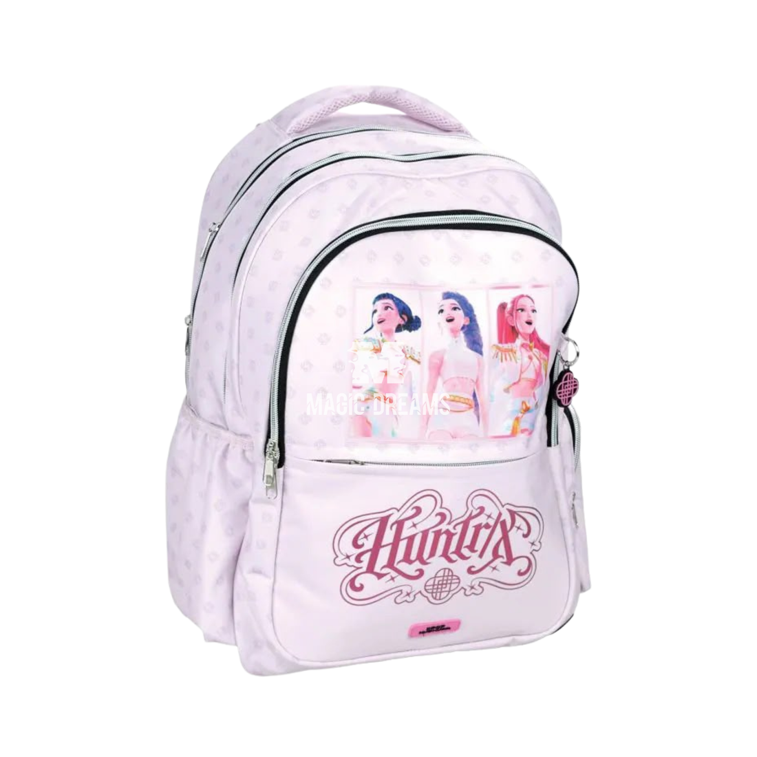 Mochila Escolar das Guerreiras do K-Pop com 3 Compartimentos Huntrix Rosa 46cm