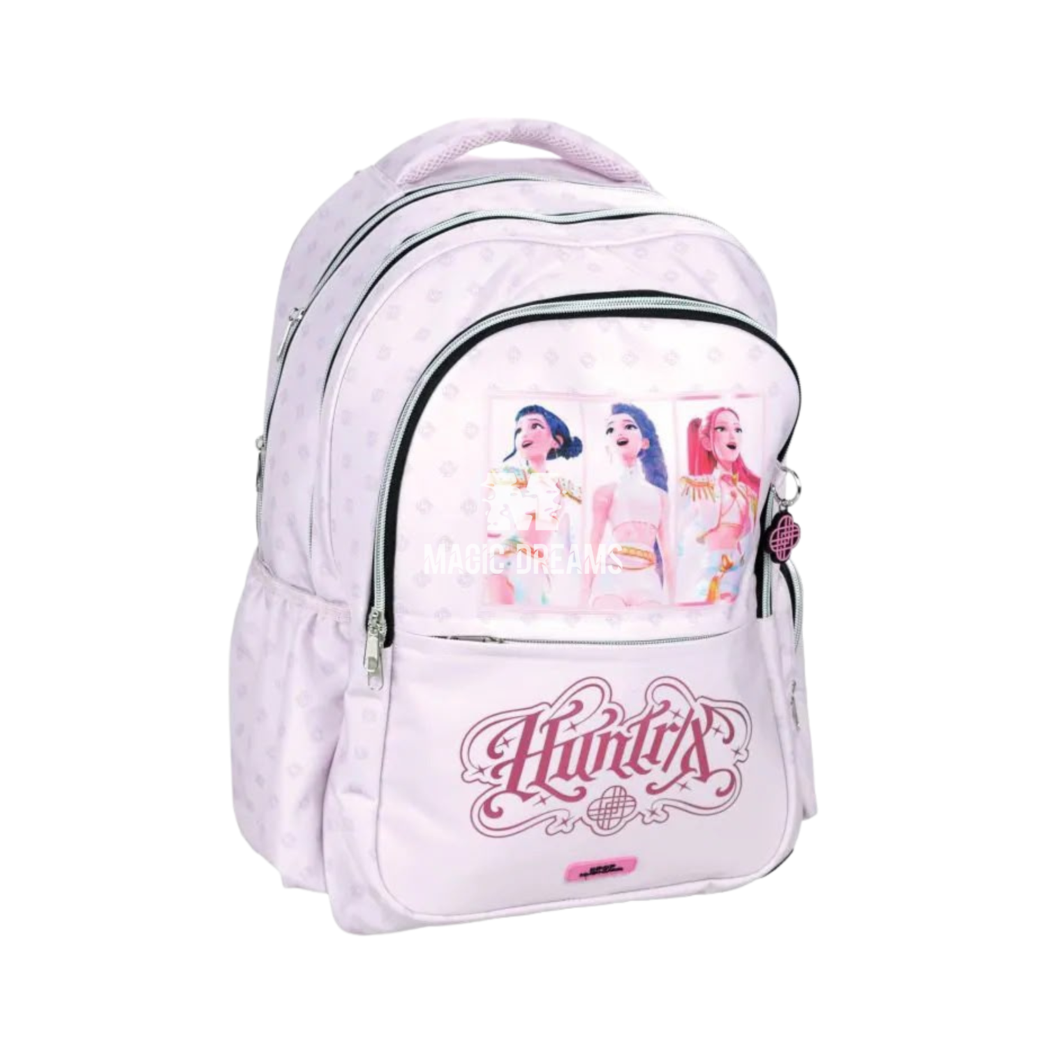 Mochila Escolar das Guerreiras do K-Pop com 3 Compartimentos Huntrix Rosa 46cm